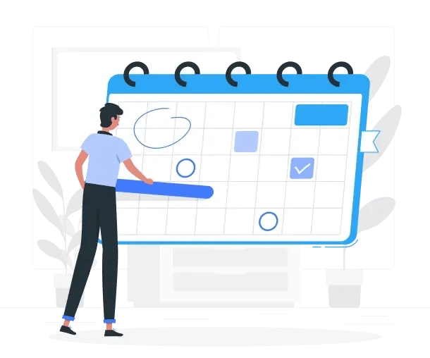 Person interacting with a calendar