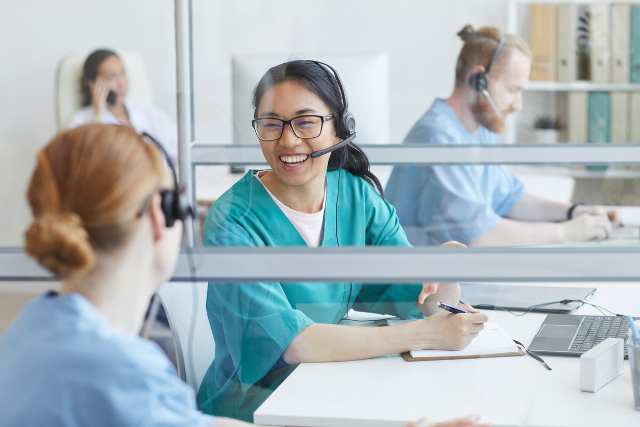 Colleagues talking during the work